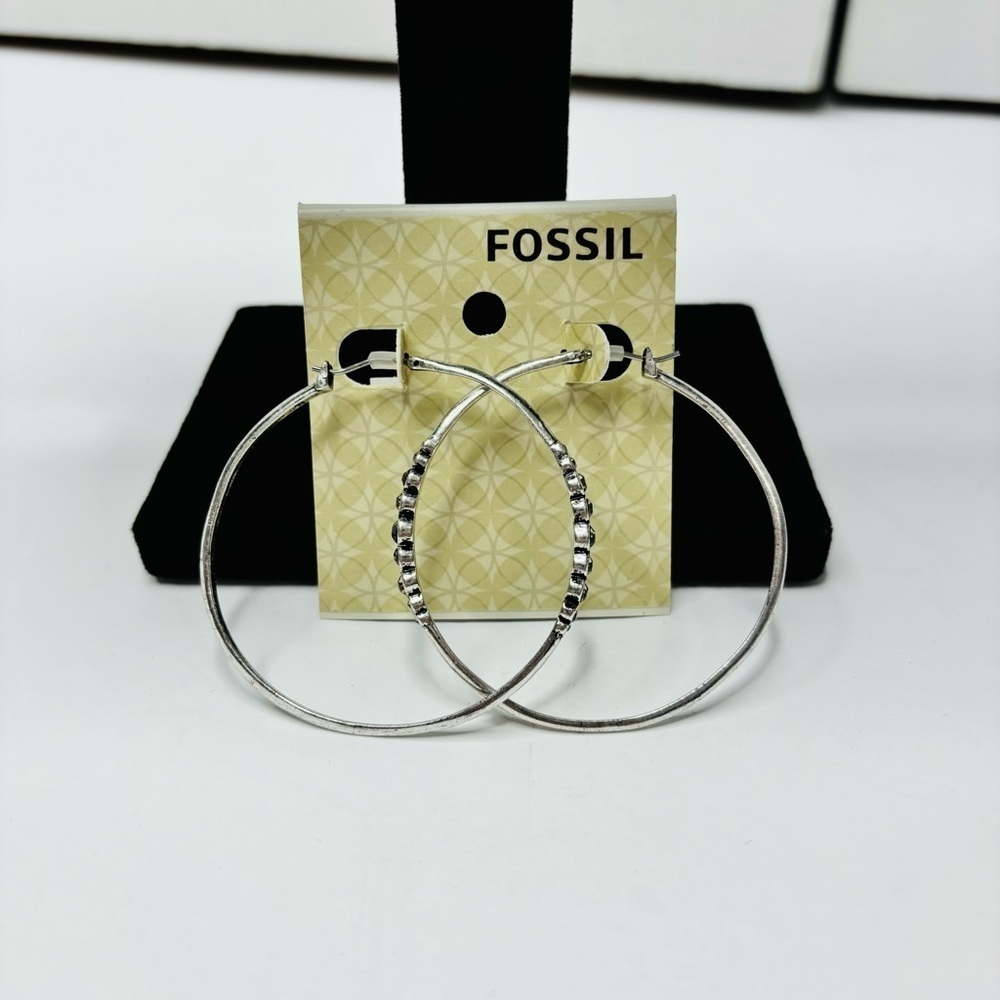FOSSIL Glitz Hoops Silver Earrings